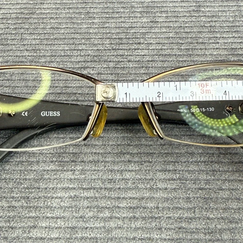 GUESS GU1463A BRN Brown Rectangular Half‎ Rim Y2K Eyeglasses 50-15-130